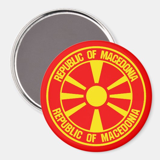 Macedonië-ronde Embleem Magneet (Voorkant / Achterkant)