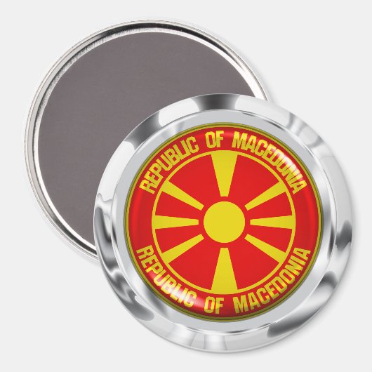 Macedonië-ronde Embleem Magneet (Voorkant / Achterkant)