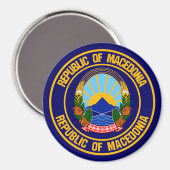 Macedonië-ronde Embleem Magneet (Voorkant / Achterkant)