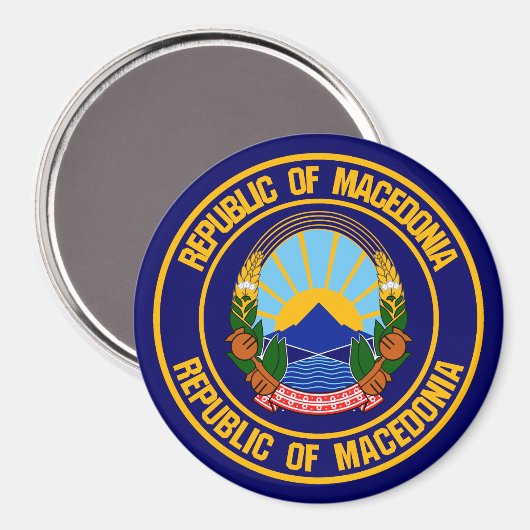 Macedonië-ronde Embleem Magneet (Voorkant / Achterkant)