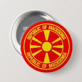 Macedonië-ronde Embleem Ronde Button 7,6 Cm (Voorkant /achterkant)