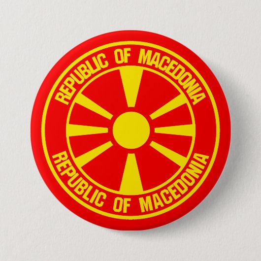 Macedonië-ronde Embleem Ronde Button 7,6 Cm (Voorkant)
