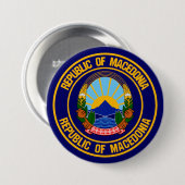 Macedonië-ronde Embleem Ronde Button 7,6 Cm (Voorkant /achterkant)