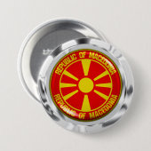 Macedonië-ronde Embleem Ronde Button 7,6 Cm (Voorkant /achterkant)