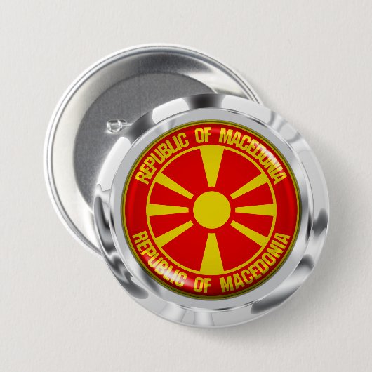 Macedonië-ronde Embleem Ronde Button 7,6 Cm (Voorkant /achterkant)