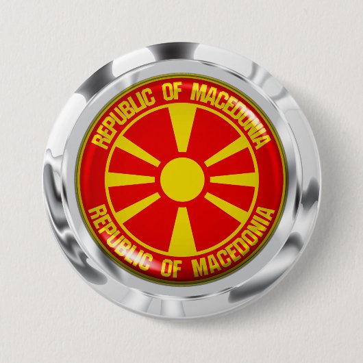 Macedonië-ronde Embleem Ronde Button 7,6 Cm (Voorkant)