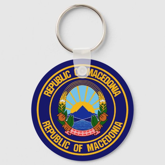 Macedonië-ronde Embleem Sleutelhanger (Voorkant)