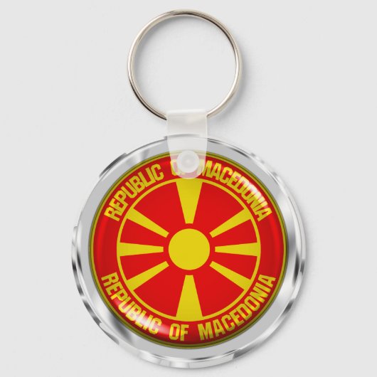 Macedonië-ronde Embleem Sleutelhanger (Voorkant)