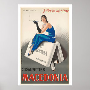 Macedonië Sigaretten Laag Nicotine Vintage Poster