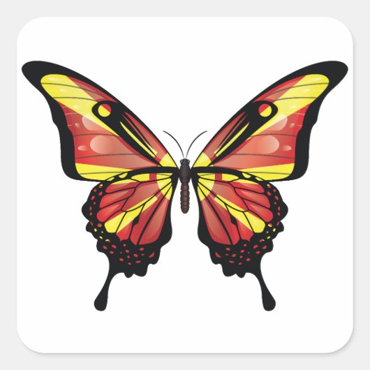 Macedonië Swallowtail vlinder vlag Vierkante Sticker (Voorkant)