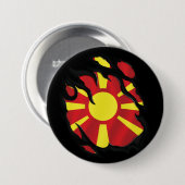 Macedonië verscheurde vlag ronde button 7,6 cm (Voorkant /achterkant)
