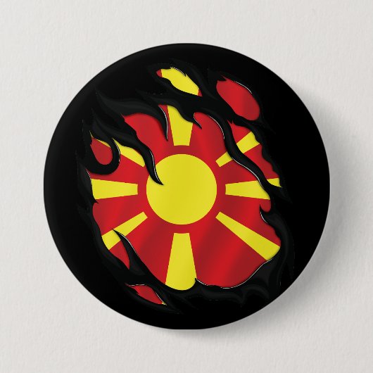 Macedonië verscheurde vlag ronde button 7,6 cm (Voorkant)