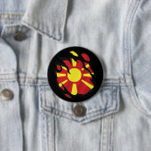 Macedonië verscheurde vlag ronde button 7,6 cm (In situ)