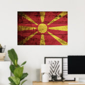 Macedonië Vlag op oude houten graan Poster (Thuiskantoor)