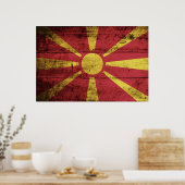 Macedonië Vlag op oude houten graan Poster (Keuken)