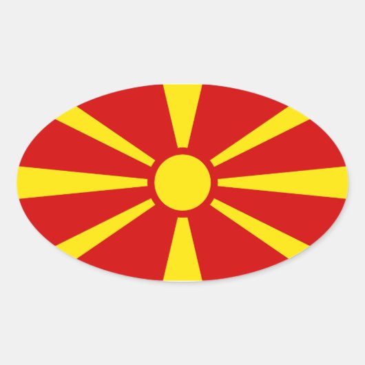 Macedonië Vlag Ovale Sticker (Voorkant)