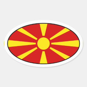 Macedonië Vlag Ovale Sticker