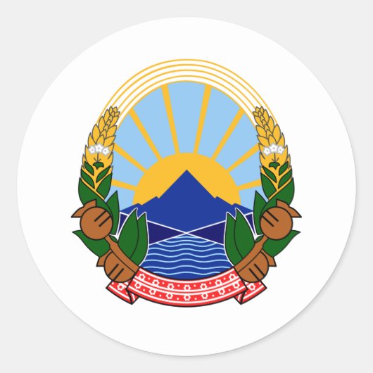 Macedonisch Nationaal Embleem, Noord-Macedonië Ronde Sticker (Voorkant)