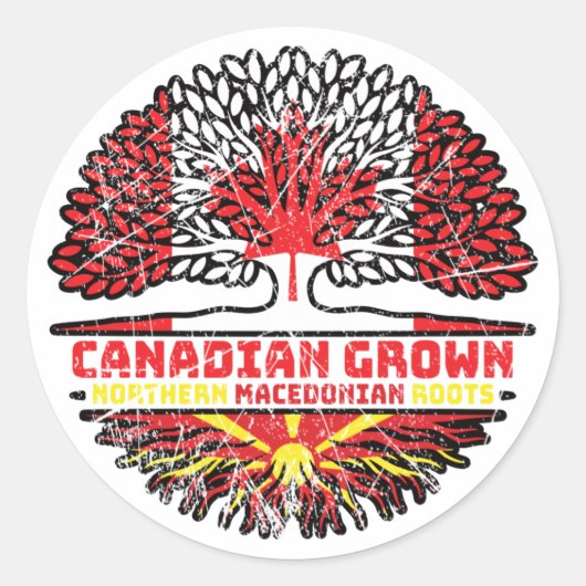 Macedonische Canadese Canadese vlag Ronde Sticker (Voorkant)