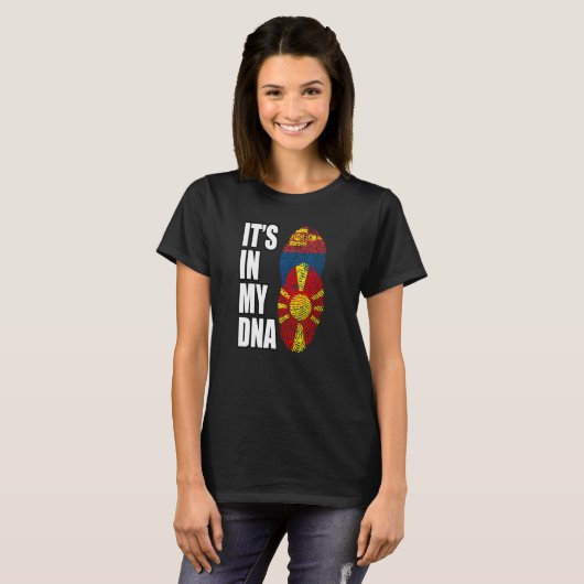 Macedonische en Mongoolse mix DNA erfgoed vlag T-shirt (Voorkant volledig)
