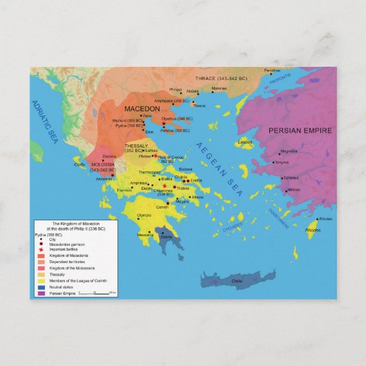 Macedonische kaart bij de dood van Philip II 336 B (Voorkant)