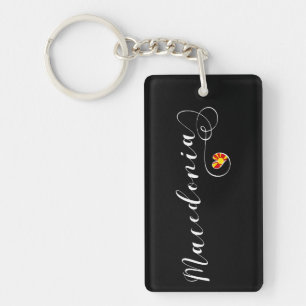 Macedonische vlag Heart, Macedonië Sleutelhanger