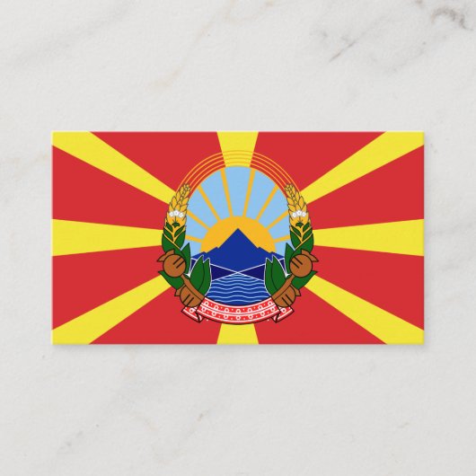 Macedonische vlag & Nationaal embleem, Noord-Maced Visitekaartje (Voorkant)