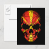 Macedonische vlag schedel op zwart briefkaart (Voorkant / Achterkant)