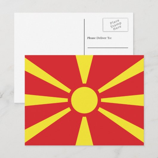 Macedonische vlag, vlag van Noord-Macedonië Briefkaart (Voorkant / Achterkant)