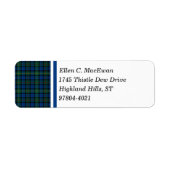MacEwan Clan Royal Blauw en Groen Schots Tartan Etiket (Voorkant)