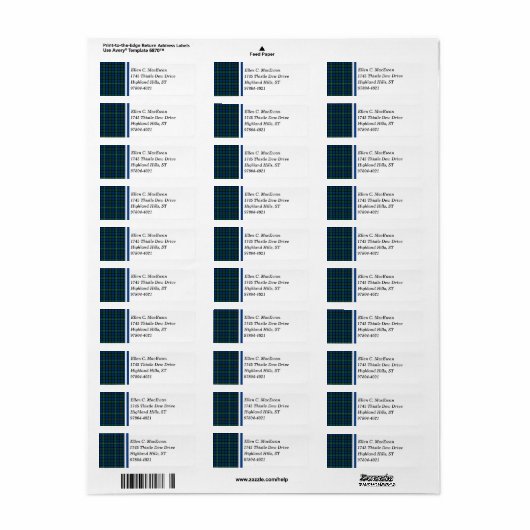 MacEwan Clan Royal Blauw en Groen Schots Tartan Etiket (Full Sheet)