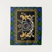 MacEwen Clan Badge & Motto w/Lions Wandkleed (Voorkant)