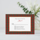 MacFarland Tartan Plaid Bruiloft RSVP Kaartje (Staand voorkant)