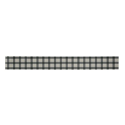 MacFarlane Black en White Modern Scottish Tartan Satijnen Lint (Voorkant)