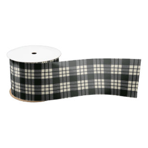 MacFarlane Black en White Modern Scottish Tartan Satijnen Lint