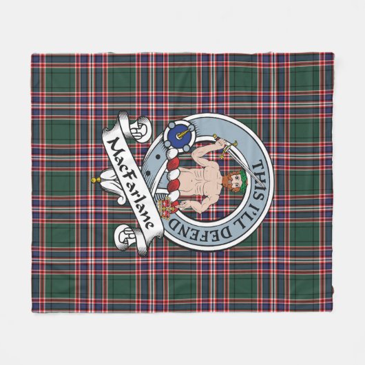 MacFarlane Hunting Ancient Clan Badge Tartan Pset Fleece Deken (Voorkant (Horizontaal))