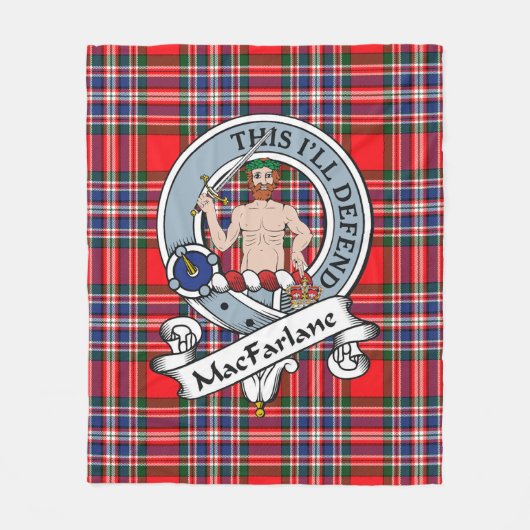 MacFarlane Modern Clan Badge Tartan Pset Fleece Deken (Voorkant)