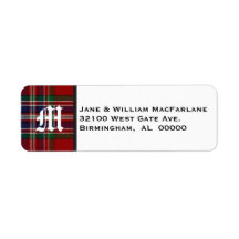 MacFarlane Tartan Plaid Monogram Adresetiketten