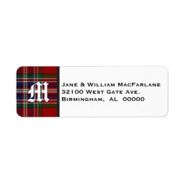 MacFarlane Tartan Plaid Monogram Adresetiketten Etiket