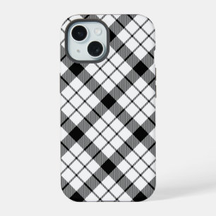 MacFarlane tartan zwart wit geruit iPhone 15 Case