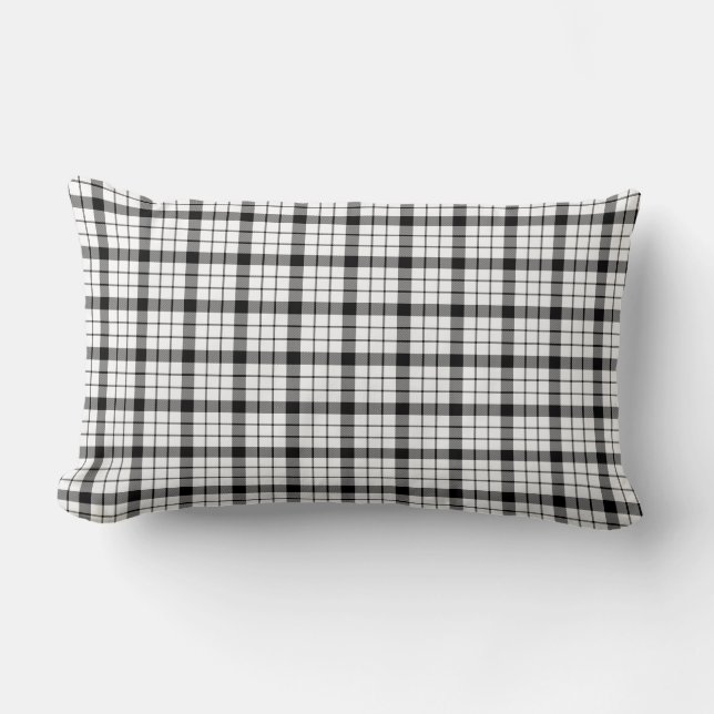 MacFarlane tartan zwart wit ruit Kussen (Voorkant)
