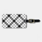MacFarlane tartan zwarte witte vlecht Bagagelabel (Voorkant horizontaal)