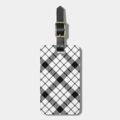 MacFarlane tartan zwarte witte vlecht Bagagelabel (Voorkant verticaal)
