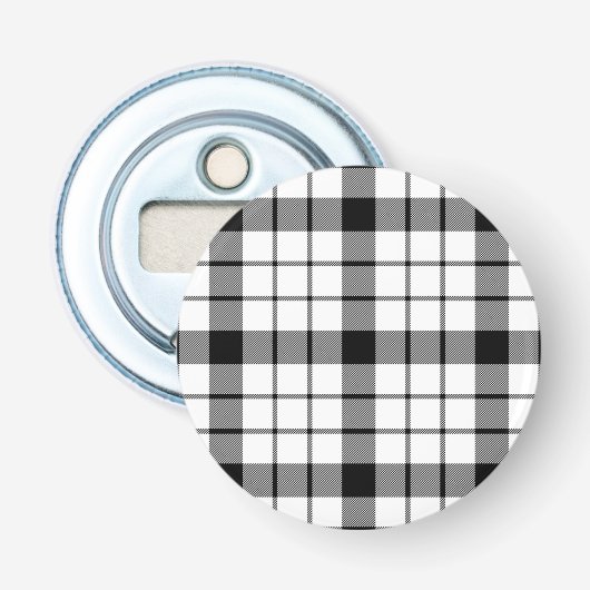 MacFarlane tartan zwarte witte vlecht Button Flesopener (Voorkant)