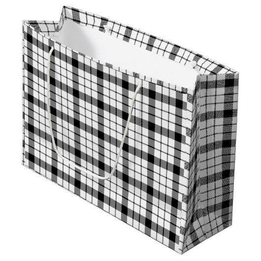 MacFarlane tartan zwarte witte vlecht Large Cadeautasje (Voorkant Gekanteld)