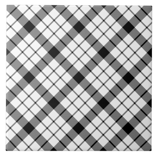 MacFarlane tartan zwarte witte vlecht Tegeltje (Voorkant)