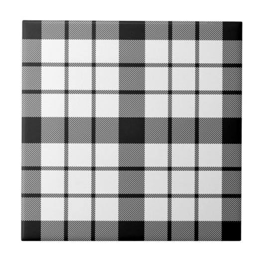 MacFarlane tartan zwarte witte vlecht Tegeltje (Voorkant)