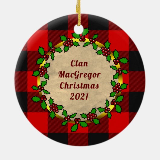 MacGregor Badge/Rob Roy Tartan Persoonlijke mas Keramisch Ornament (Achterkant)