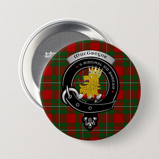 MacGregor Clan Badge Buttonnen Ronde Button 7,6 Cm (Voorkant /achterkant)