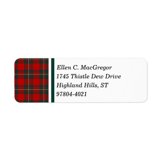 MacGregor Clan Rode en Bos Groene Tartan Etiket (Voorkant)
